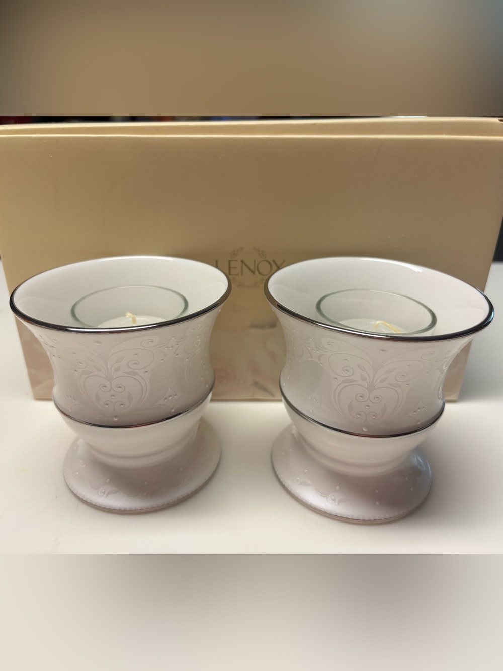 Lenox Opal Innocence Votives - set of 2